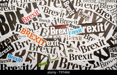 Das Wort Brexit in Zeitung Art Stockfoto