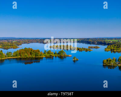 Insel Wörth im Relais, See mit Murnau, Seehausen, Blaues Land, Oberbayern, Bayern, Deutschland, Europa, Insel Wörth im Staffelsee bei Murnau, Bl Stockfoto