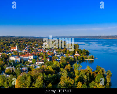 In Tutzing am Starnberger See, Oberbayern, Bayern, Deutschland, Europa, Blick in Tutzing am Starnberger See, Oberbayern, Bayern, Deutschl Stockfoto