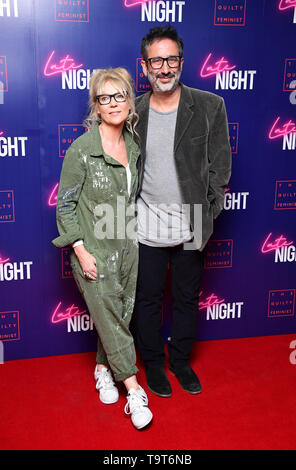 Morwenna Banks und David Baddiel Teilnahme am späten Abend Fall in Verbindung mit dem Schuldig Feministische am Picturehouse Central, London. Stockfoto