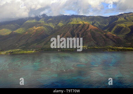 Luftaufnahme der South Shore von Molokai, Hawaii, USA Stockfoto