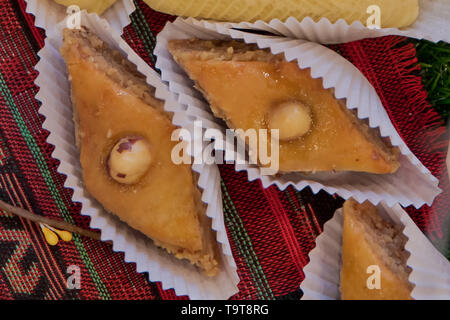 Die aserbaidschanische Süßigkeit baklava in hausgemachten für den Urlaub Novruz Stockfoto