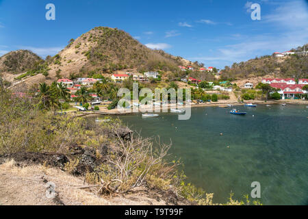 Bucht und Strand von Marigot, Insel Terre-de-Haut, Les Saintes, Guadeloupe, Karibik, Frankreich | Marigot Bay und Strand, Terre-de-Haut, Les Saintes, Stockfoto