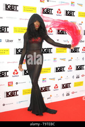 London, Großbritannien. Sinitta am britischen LGBT-Awards im London Marriott Hotel Grosvenor Square, London. 17. Mai 2019. Ref: LMK73-S 2445-180519 Keith Mayhew / Sehenswürdigkeit Media WWW.LMKMEDIA.COM. Stockfoto