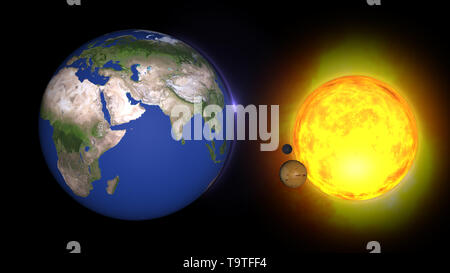 Animierte Solar System, 3D universeStars der Planeten und Galaxien in diesem visuellen Element durch die NASA eingerichtet Stockfoto