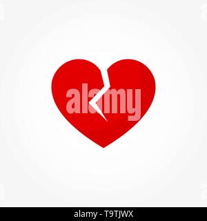 Kabelbruch im roten Herz Symbol. Vector Illustration Stock Vektor