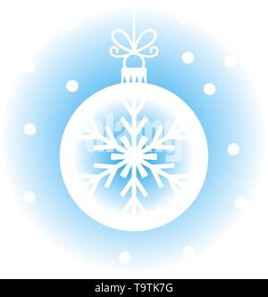 Weihnachten Winter weiß Weihnachtskugel mit Snowflake Abbildung Stock Vektor
