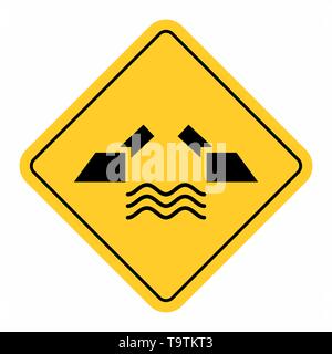 Abbildung: Bridge Road Sign Symbol auf weißem Hintergrund Stock Vektor