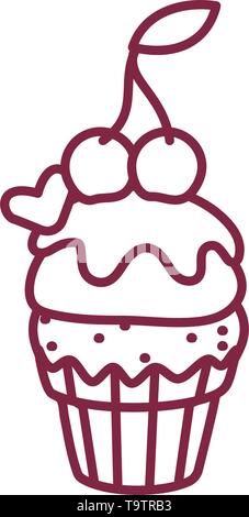 Vektor cute Cupcake Süßigkeiten Malbuch Seite Stock Vektor