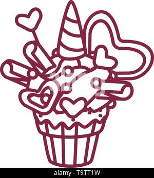 Vektor cute Cupcake Süßigkeiten Malbuch Seite Stock Vektor