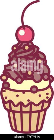 Vektor cute Cupcake Süßigkeiten, flach clip art Stock Vektor