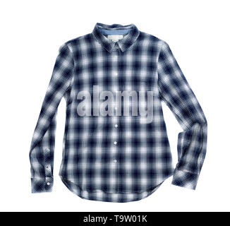 Frauen Plaid Shirt, auf einem weißen Hintergrund isolieren Stockfoto