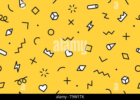 Nahtlose grafische Muster 80s-90s Styles auf Farbe blau hintergrund Stock Vektor