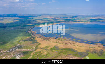 Luftaufnahme der Salinen in der Nähe von Burgas, Bulgarien Stockfoto