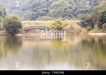 Cuc Phuong Nationalpark, Vietnam - 31. Dezember 2016: Eine Brücke auf einem See im Nationalpark Stockfoto