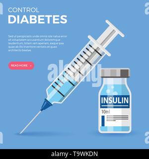 Diabetische Insulin-Fläschchen-Spritze Stock Vektor