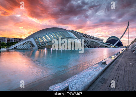 Stadt der Künste und Wissenschaften oder Ciudad de las Artes y las Ciencias, Valencia, Comunidad Valenciana, Spanien Stockfoto