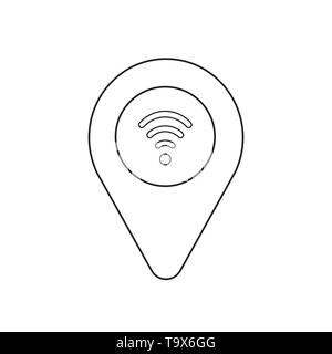 Vektor icon Konzept der Zeiger mit Wireless wifi Symbol. Schwarzen umrissen. Stock Vektor
