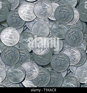 United States Quarter Dollar Münzen nahtlose Textur Fliese Stockfoto