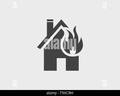 Haus brennenden Feuer, Symbol Vektor Stock Vektor