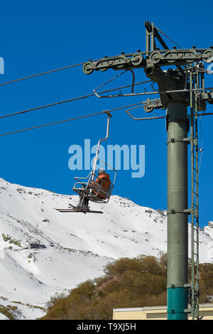 Menschen in Alto Campoo Skifahren ski Resort, Provinz Kantabrien, Spanien Stockfoto