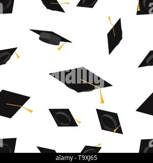 Nahtlose Muster mit akademischer Graduierung Cups. Vektor flachbild Abbildung. Stock Vektor