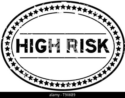 Grunge Schwarz hohe Risiko Wort oval Gummidichtung Stempel auf weißem Hintergrund Stock Vektor