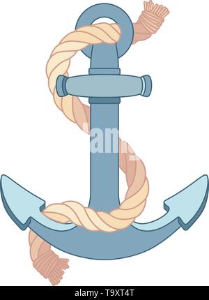 Vektor flache Kontur meer Symbol vintage Anker Stock Vektor