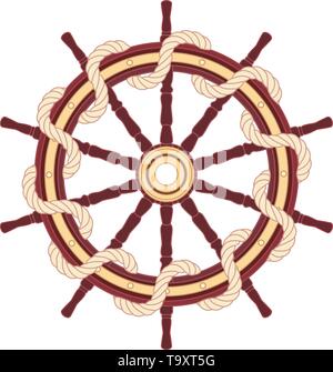 Vektor flache Kontur boot Seil Handrad Symbol Stock Vektor