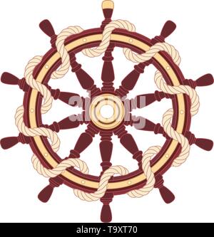 Vektor flache Kontur boot Seil Handrad Symbol Stock Vektor