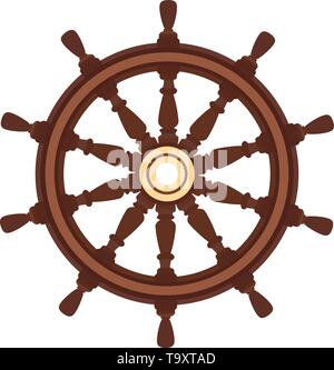 Vektor flachen Boot Handrad, Schiff, Rad Helm. Meer, Ozean Symbol Stock Vektor