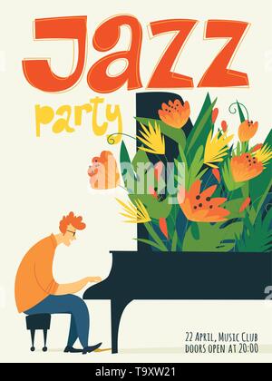 Vektor jazz werben Poster oder Einladung für Jazz party Vorlage. Stock Vektor