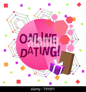 Konzeptionelle Handschrift mit Online Dating. Konzept Bedeutung Praxis der Suche nach einem Partner auf das Internet roanalysistic Grußkarte Poster Stockfoto