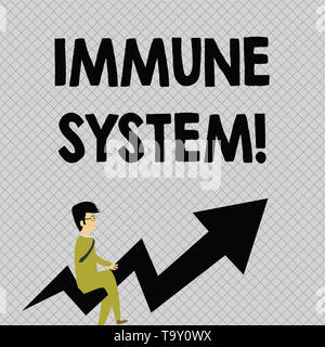 Konzeptionelle Hand schreiben, Immunsystem. Begriff Sinne Host Defense System bestehend aus analysisy biologische Strukturen Geschäftsmann mit Eyeglas Stockfoto