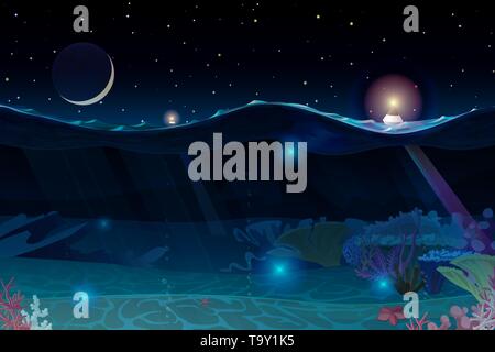 Vektor Sommer cartoon Meer, Meer, Unterwasser Marine Stock Vektor