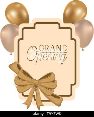 Rahmen und Helium Luftballons mit Label Grand opening Stock Vektor