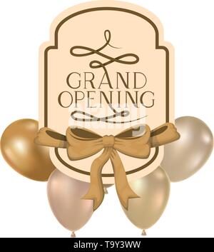 Rahmen und Helium Luftballons mit Label Grand opening Stock Vektor