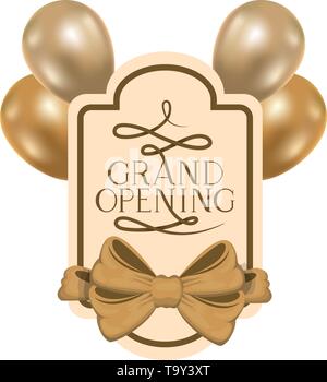 Rahmen und Helium Luftballons mit Label Grand opening Stock Vektor