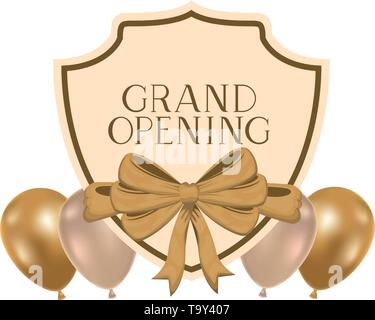 Rahmen und Helium Luftballons mit Label Grand opening Stock Vektor