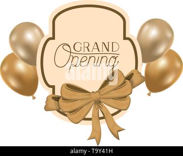 Rahmen und Helium Luftballons mit Label Grand opening Stock Vektor