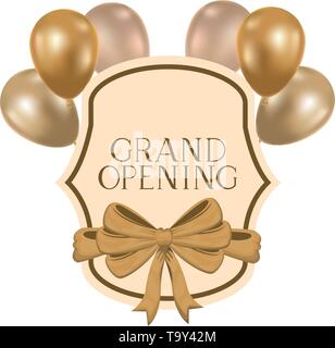 Rahmen und Helium Luftballons mit Label Grand opening Stock Vektor