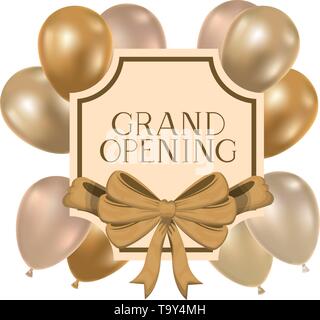 Rahmen und Helium Luftballons mit Label Grand opening Stock Vektor