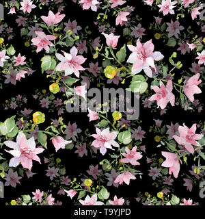 Blumenstrauß Blumen botanischen Blumen. Aquarell Hintergrund Abbildung. Nahtlose Muster. Stockfoto