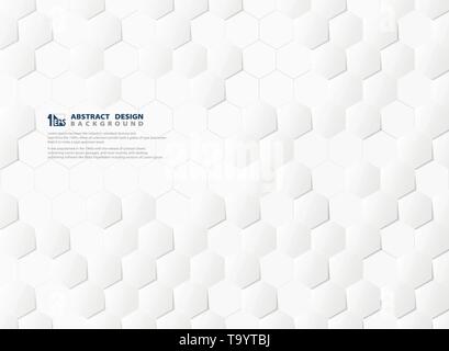Abstrakte hexagon Pattern Technology 3d-weißen und grauen Hintergrund. Sie können für Poster, Artwork, ad, tech Design der Technologie, futuristischen Design. Stock Vektor