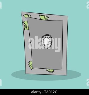 Cartoon Illustration eines sicher mit einer Menge Geld, Speichern oder Reichtum Konzept Abbildung Stock Vektor