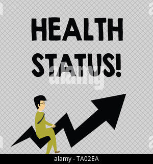 Konzeptionelle Handschrift zeigt den Gesundheitszustand. Konzept Sinn, den Gesundheitszustand der Bevölkerung bewertet eine Vorführung oder Geschäftsmann mit Brillen Stockfoto