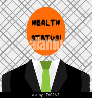 Konzeptionelle Handschrift zeigt den Gesundheitszustand. Konzept Sinn, den Gesundheitszustand der Bevölkerung bewertet eine Vorführung oder symbolische Zeichnung Abbildung o Stockfoto