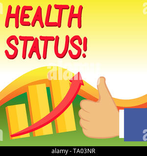 Text Zeichen angezeigt. Business Foto präsentieren den Stand der Gesundheit einer Demonstration oder der Bevölkerung bewertet Daumen hoch, gute Leistung Suc Stockfoto