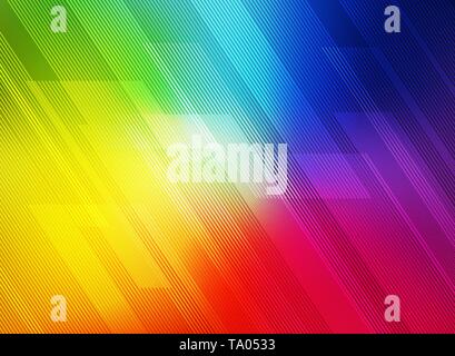 Abstrakte diagonal geometrischen Linien Muster Technologie auf Rainbow bunte Farbverläufe im Hintergrund. Vector Illustration Stock Vektor