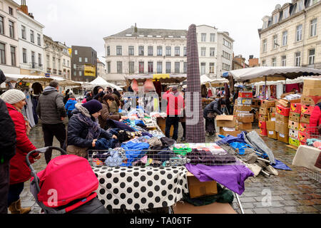 Brüssel, Molenbeek: Markt auf dem Hauptplatz Stockfoto